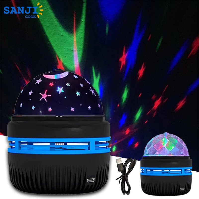 

SanjiCook LED Colorful Starry Sky Projection Lamp Rotating Magic Ball Moon Star Crystal Night Light Bedroom Decoration Lighting