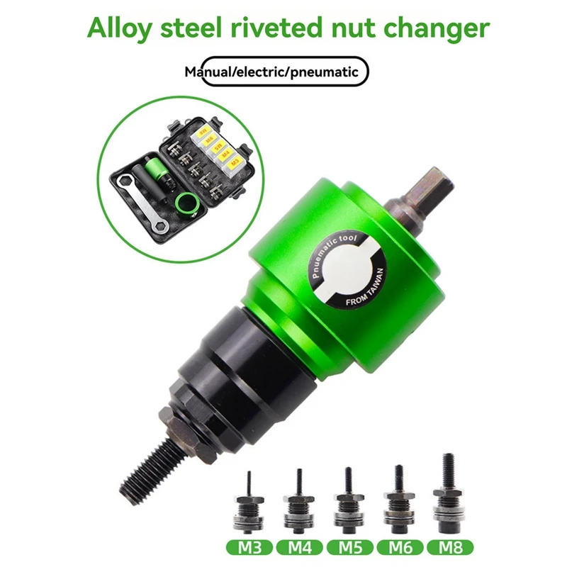 B97A-Electric Aerodynamic Rivet Tool Kit Rivet Nut Tool Kit With Drill Bit Adapter Nut Pull Riveting