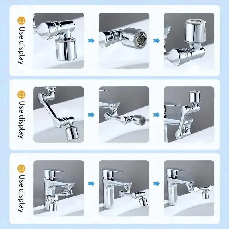 2pcs Faucet Extender faucet extender ABS Robotic Arm Single Mode 1080&deg; Rotating Universal Faucet Extension Swivel For Bathroom Sink