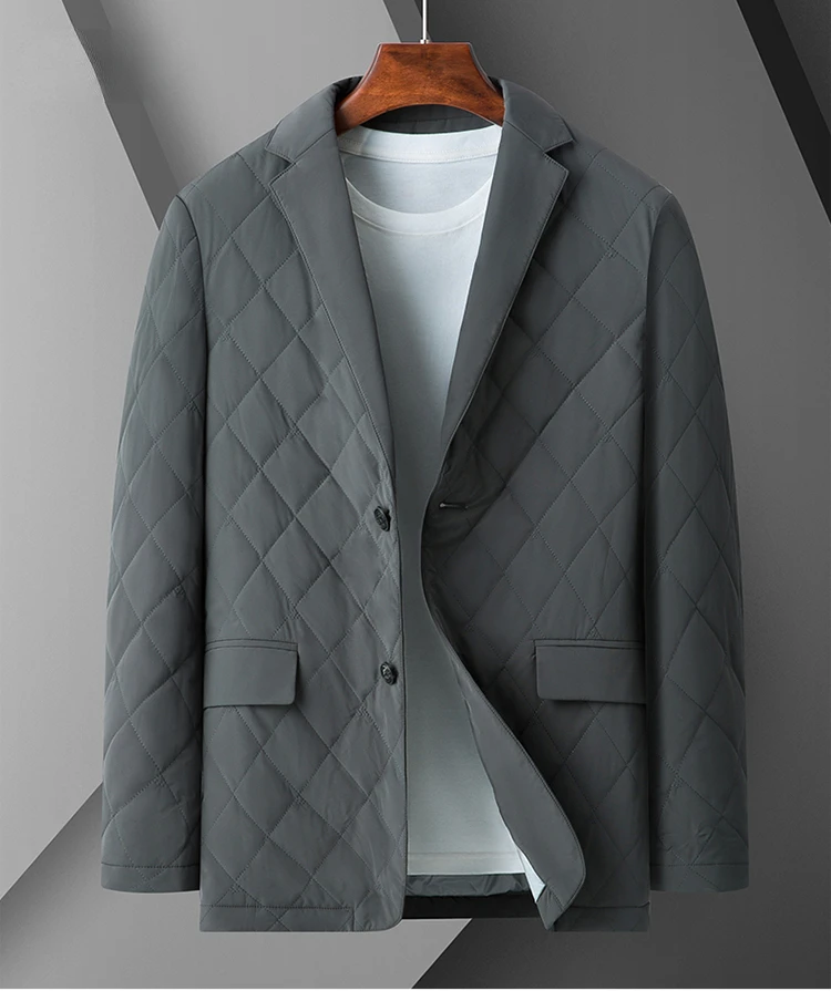 

New White Duck Down Men's Blazer Luxury Solid Color Single Breasted Casual Man Coats Spring Autumn Down Male Jackets