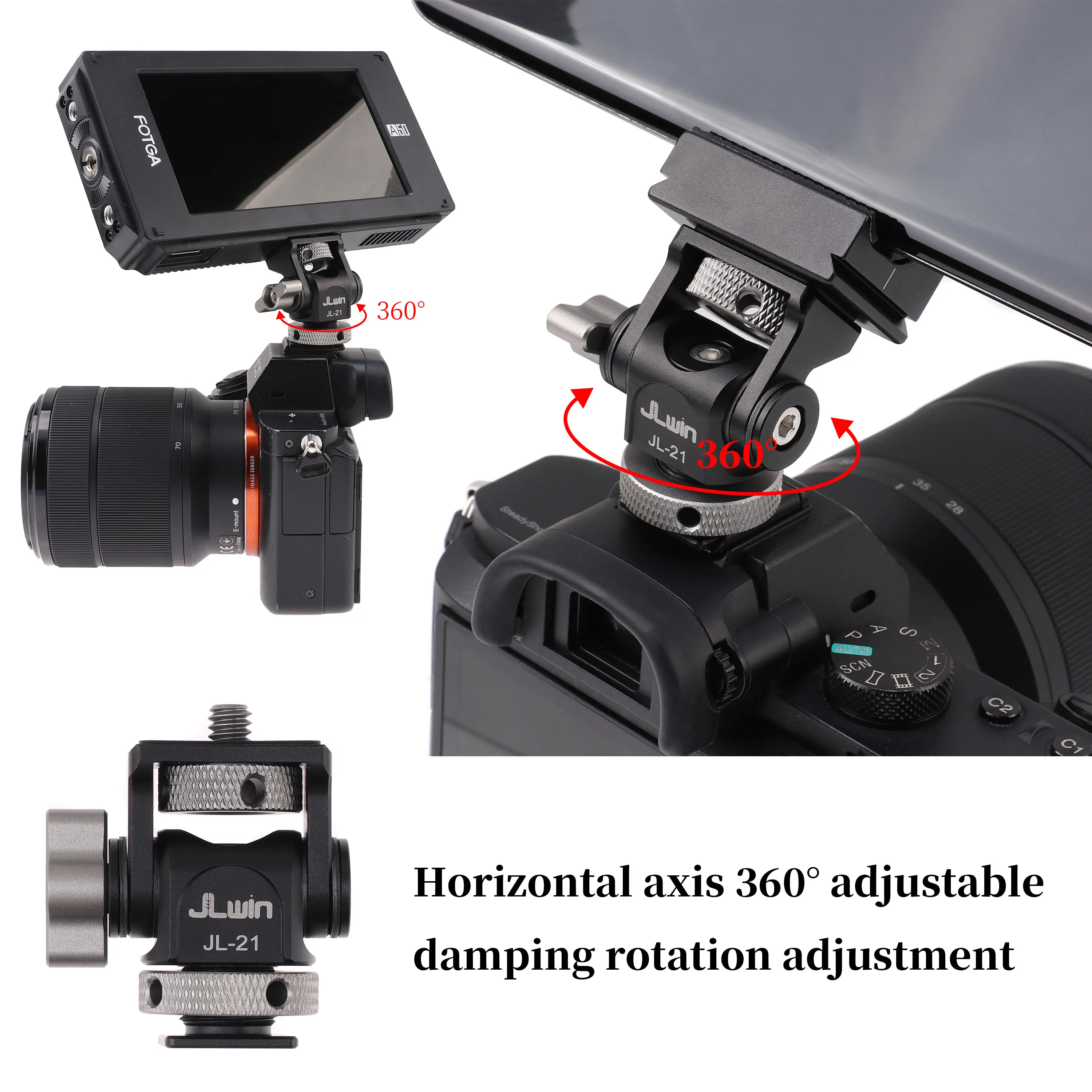 FOTGA 콜드 슈 모니터 마운트 브래킷 QR 플레이트 DSLR SLR 카메라 모니터 스피드 라이트 용 범용 콜드 슈 3KG 페이로드 사진
