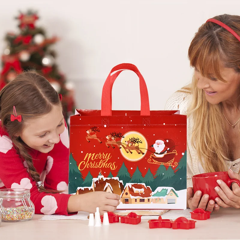 31cm Large Christmas Gift Bag Non-Woven Snowman Santa Claus Packaging Bag Merry Christmas Party Decor For Home New Year Navidad