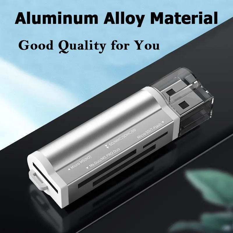 2Pcs Micro SD Card Reader 4-in-1 USB 2.0 Cardreader High Speed Data Transmission USB Adapter for TF/SD/Micro SD/MS PRO/M2 Card