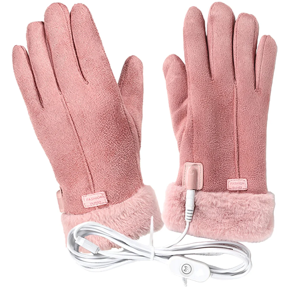 

USB Heated Gloves Work Portable Thermal Sports Warm Coral Fleece Hand Warmers Mitts Riding Miss Electric Skiing