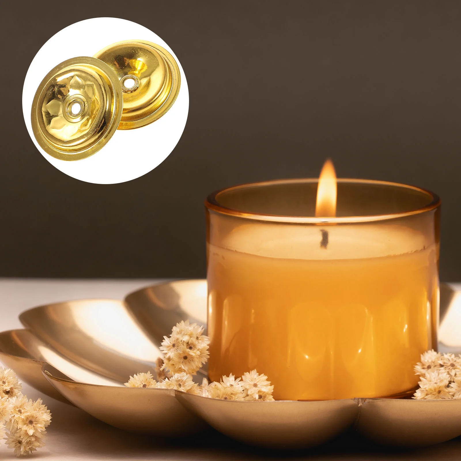 20 Pcs Lotus Oil Lamp Float Floating Holders Lotus Flower Holder Circle Candles Lotus Base Tea Light