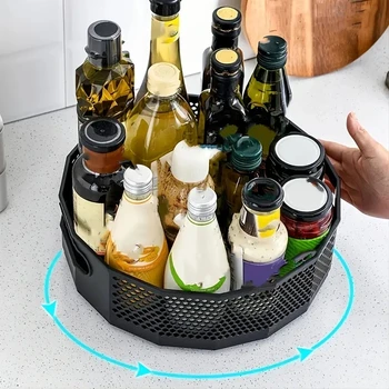 1 pezzo360 °   portaoggetti rotante in plastica per bagno, portaoggetti per bagno, cucina, olio per alimenti, condimento, bottiglia, vassoio per frutta 1