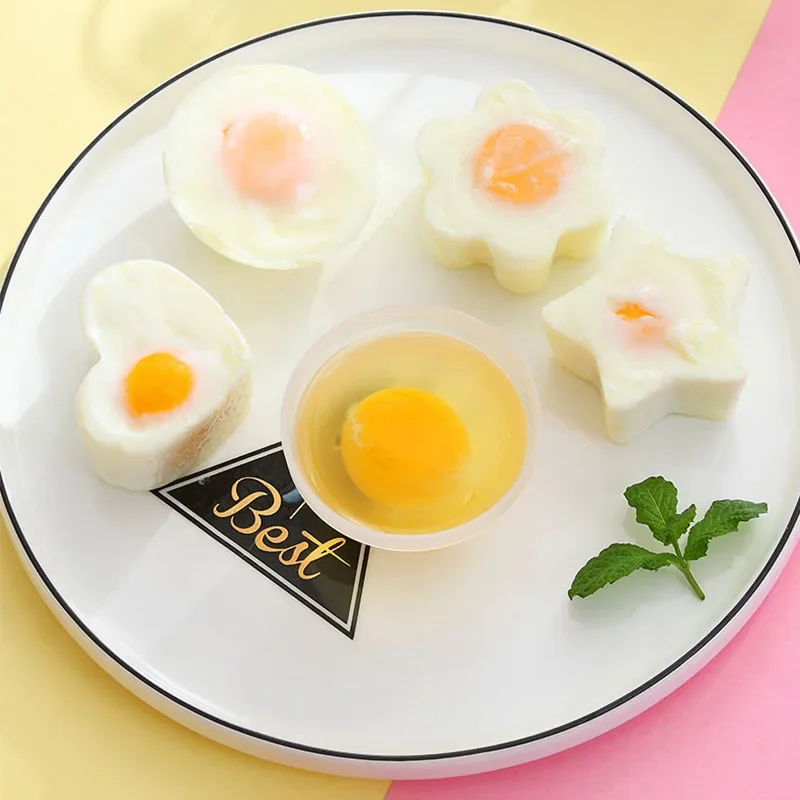 Cute Plastic Egg Boiler Kitchen Cooking Tools Egg Mold Form With Lid Brush 4Pcs/Set egg cooking mold