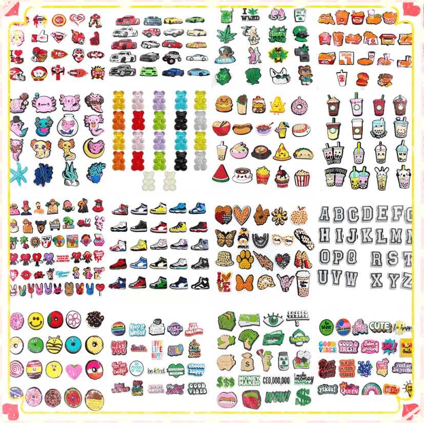 

Hot 1 set Pack jibz 30 kinds cartoon Shoe Charms Funny DIY croc clogs Shoe Aceessories Fit Sandals Decorate buckle kids Gifts
