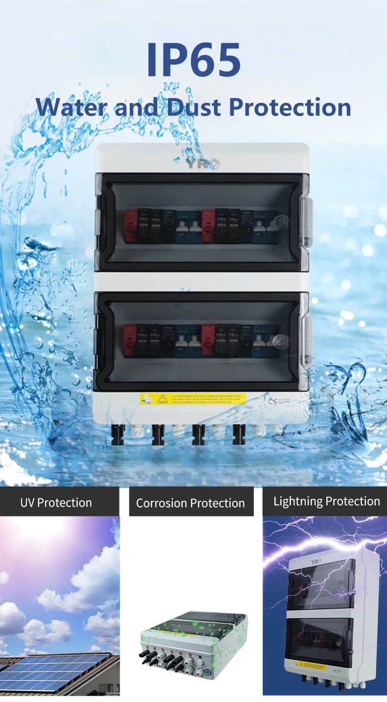 PV Combiner Box 4 input 4 output DC600V Solar Photovoltaic With Lightning Protec