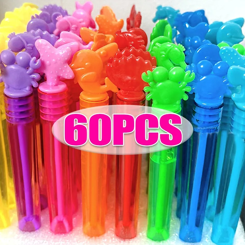 Marine Animal Mini Bubble Wands 12/60x Summer Outdoor Gift Beach Toys Indoor Bath Themed Birthday Party Colorful Bubble Stick