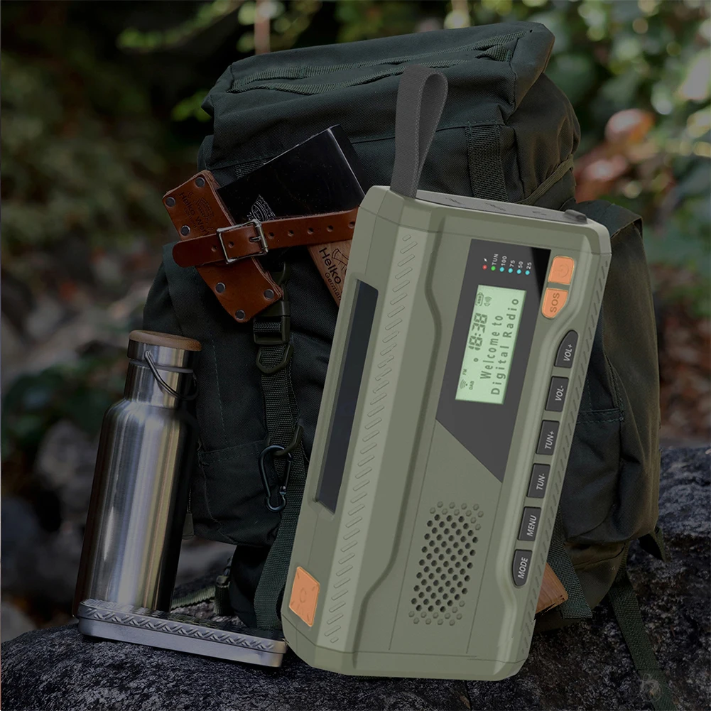 Portable DAB FM Radio with Flashlight BT Speaker Hand Crank Radio Emergency Weather Radio for Outdoor Camping Emergency