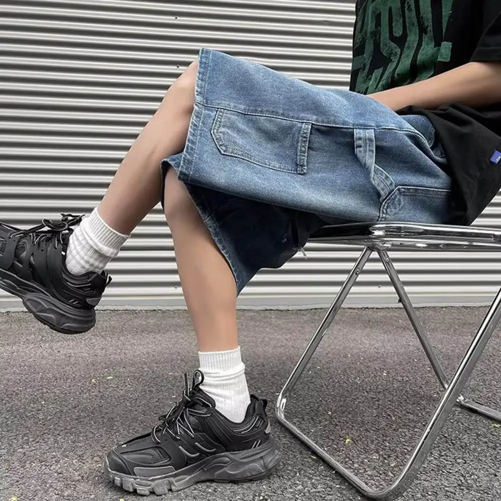 Men's Denim Shorts Jorts Pants Baggy High Blue Streetwear Hip Hop Korean Fashion Kpop Oversize Summer Clothes Vintage Unisex