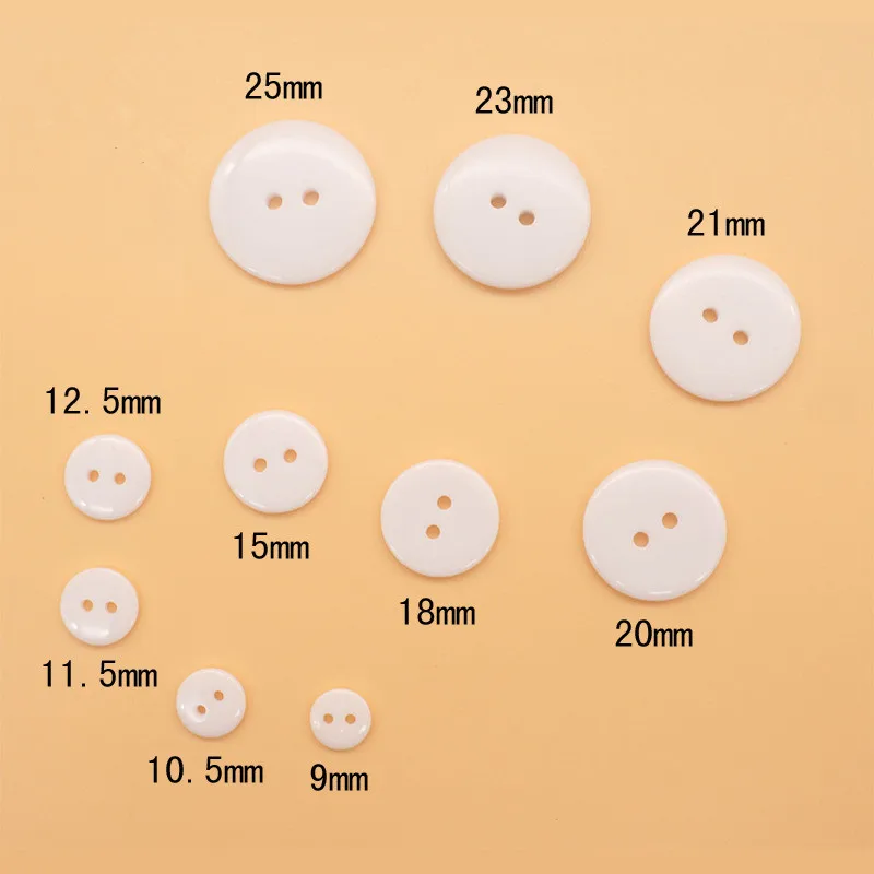 New 9--25mm Two Holes  White Small Buttons Suit Pad Button Bread Round Resin Sewing Buttons Diy Scrapbooking 3