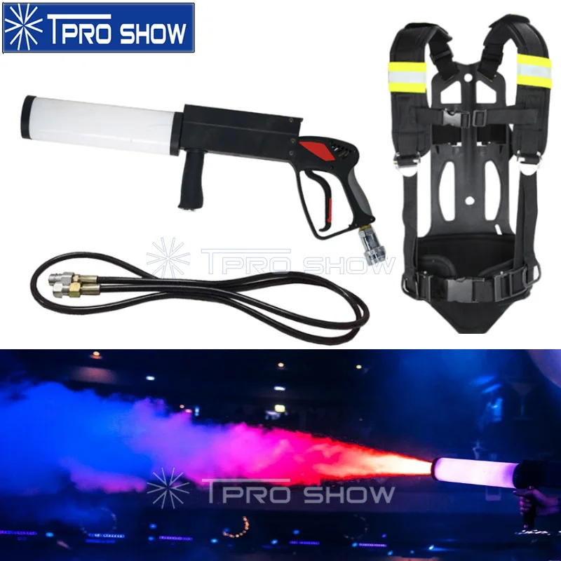 

1pc Hand Held DJ Gun CO2 Cryo Effect Machine CO2 Pistola RGB Colors Co2 Column LED CO2 Jet Pistol Cannon With Backpack For Disco