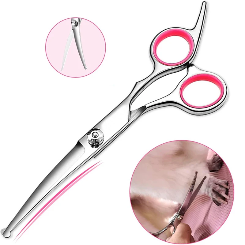 Pet Grooming Scissors Round Head Professional Stainless Steel Dog Hair Scissors Pet Professional Dog Grooming Kit for Cat