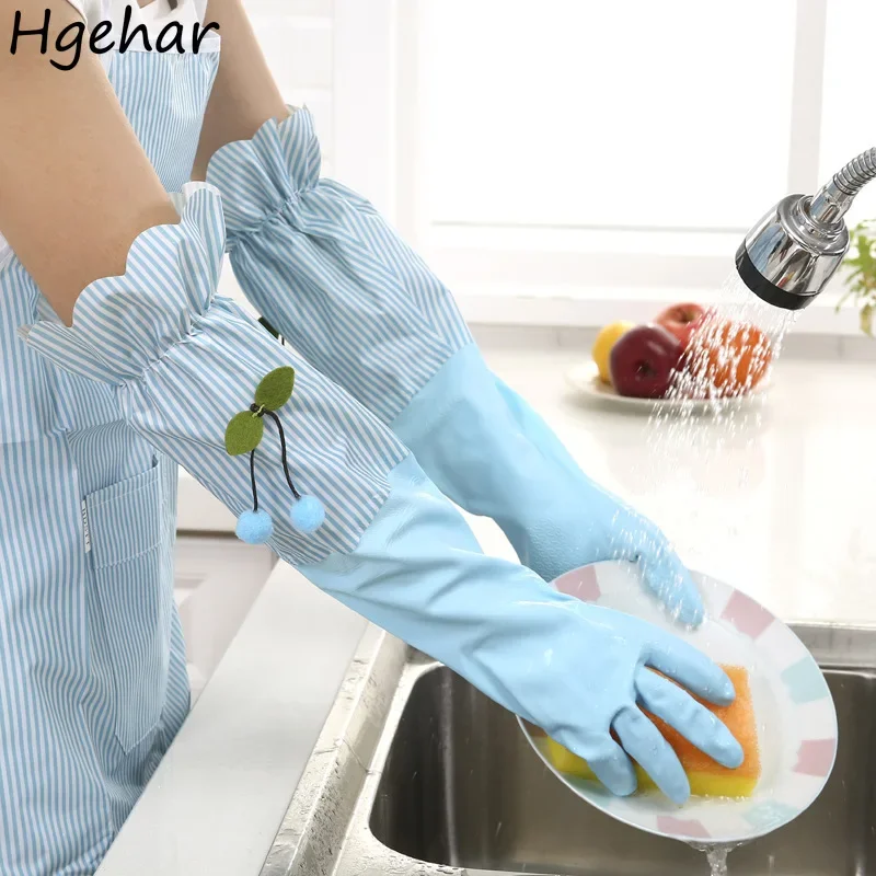 Dish Washing Gloves Household Thick Rubber Long Glove Cleaning Tools Winter Housework Kitchen Accessories Waterproof Antifouling