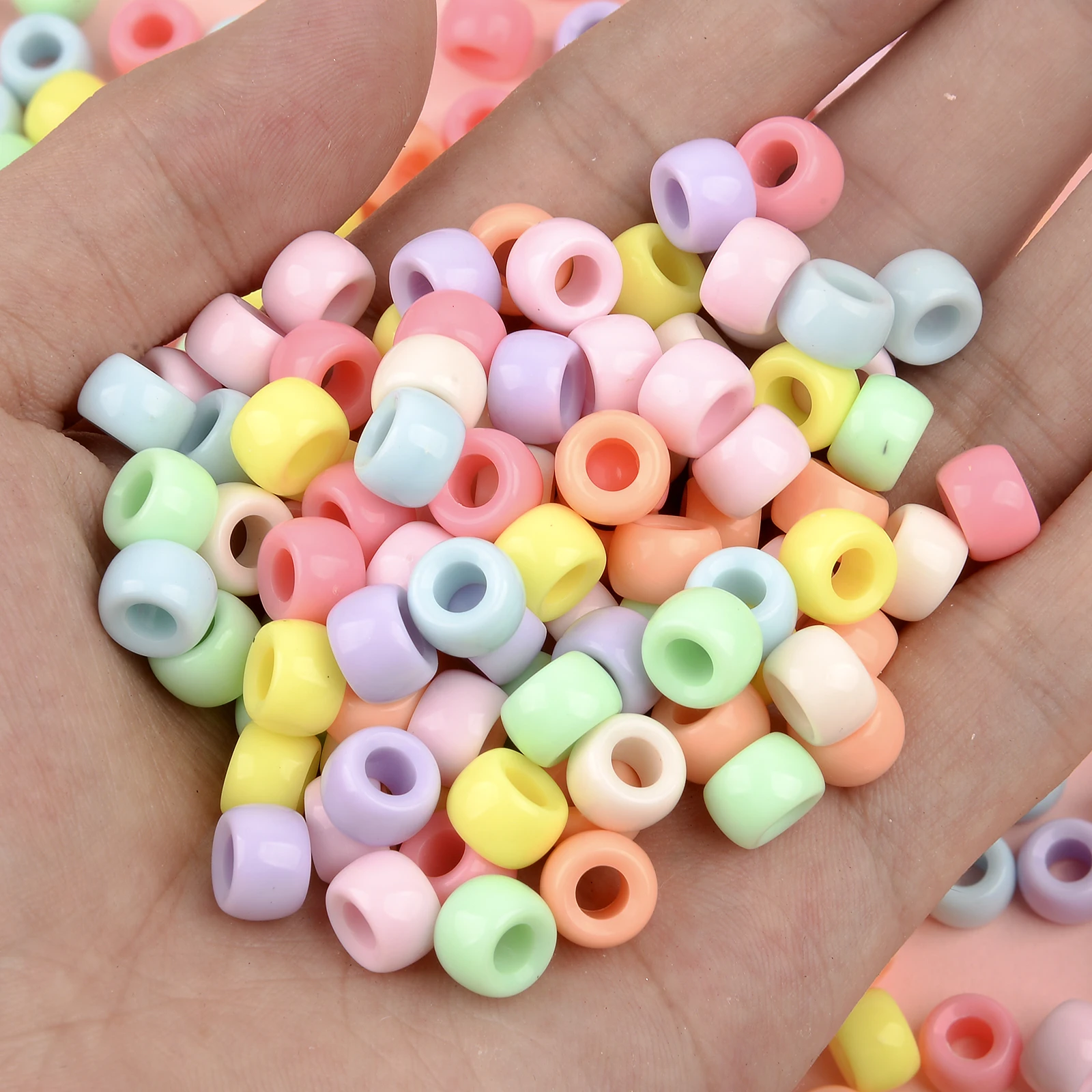 Pink Transparent Plastic Craft Pony Beads 6x9mm Bulk, Made in the USA - Pony  Bead Store