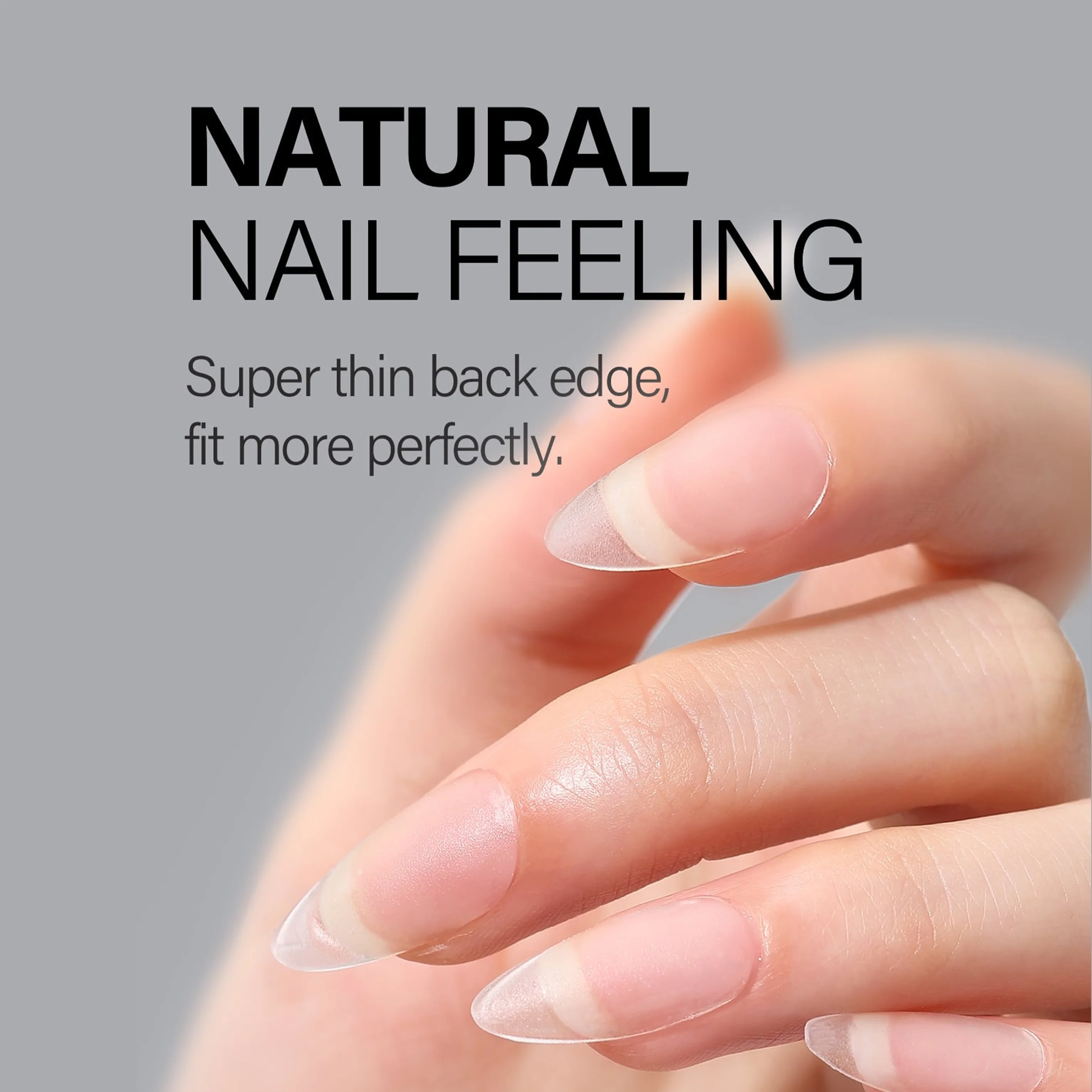 핫웨이 300개 아몬드/타원형/아크릴 네일 팁, 15가지 사이즈, 풀세트 인조 네일, 무광 단색, 숏미디엄