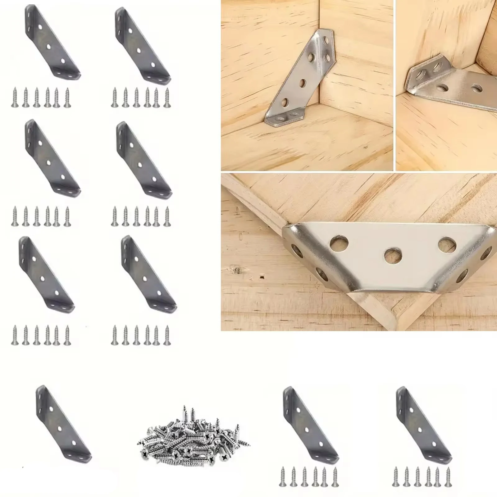 Soporte de esquina, paquete de 24 soportes de ángulo negro, resistente y duradero, con tornillos, adecuado para muebles de madera, sillas, armarios y otros muebles (40 mm