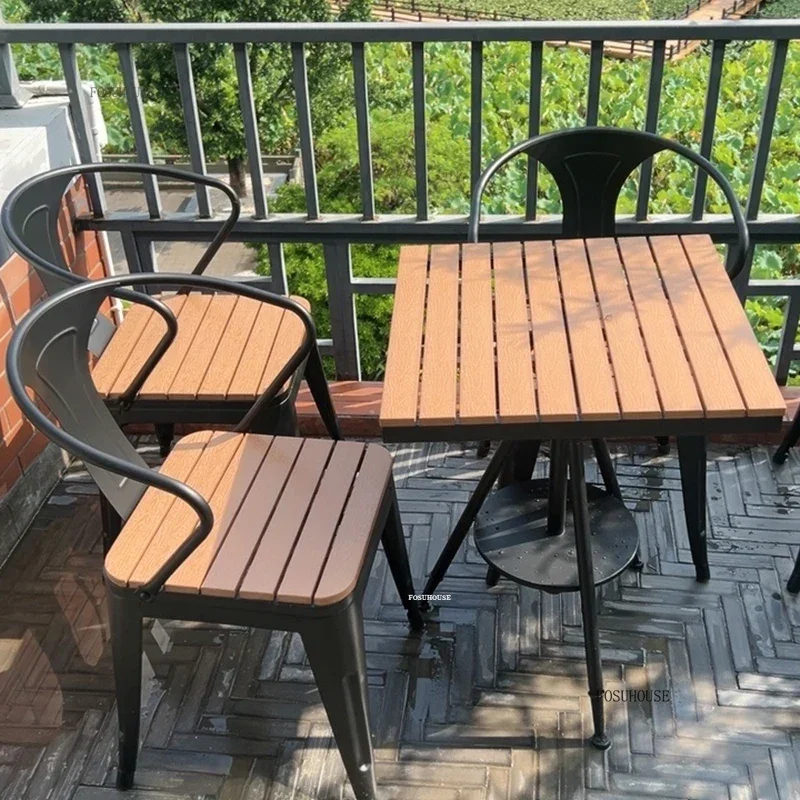 Nordic Patio Furniture Outdoor Set Balcony Open-air Garden Furniture Sets Waterproof Sun-proof Square Table Outdoor Chairs Set
