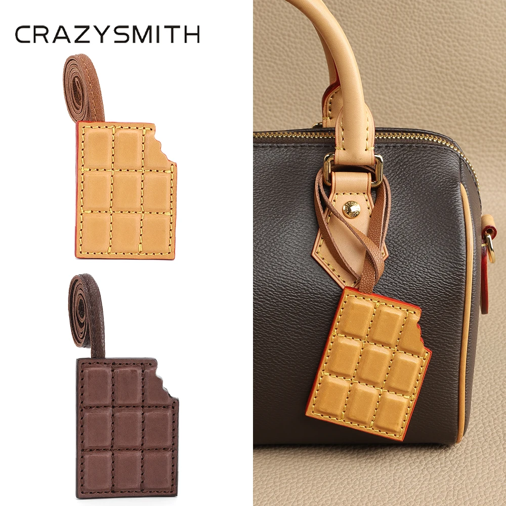 CRAZYSMITH Genuine Leather Bag Charm Chocolate Bag Pendant for LV