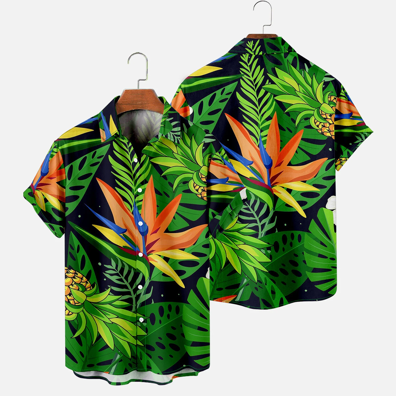 thumbnail image 1 of Camisas hawaianas de verano, camisetas vintage para hombre, estampado de hojas de árbol en 3D, camisas casuales de manga corta para playa para hombre, ropa de moda para hombre, 1 of 5