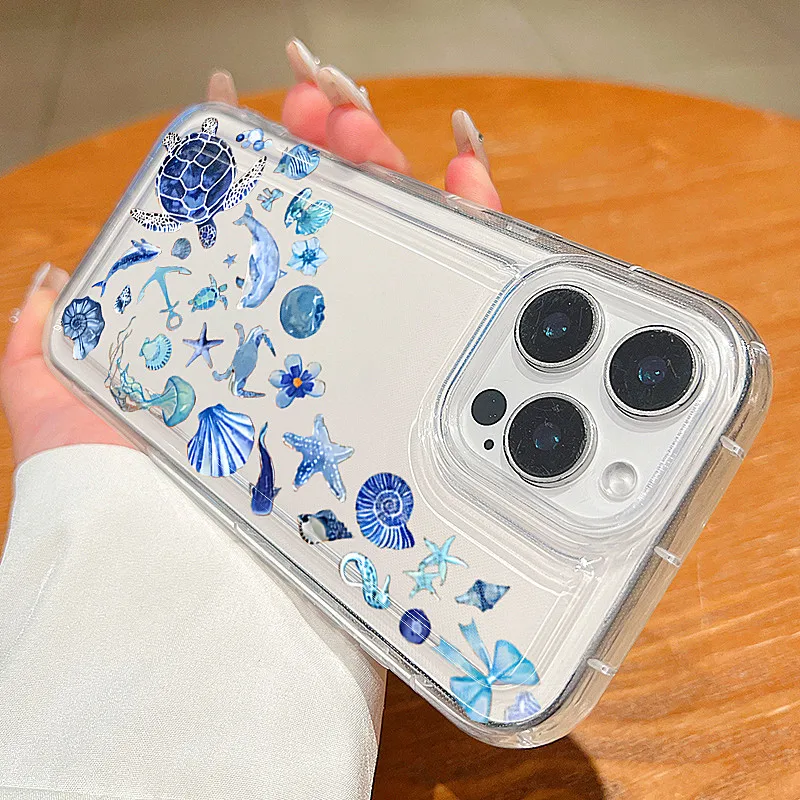 Summer Marine Animals Soft TPU Clear Case - Sea Elements Design