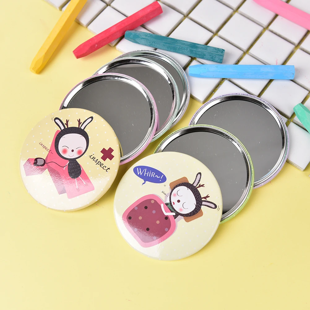 

CSHOU355 Cute Beautiful Mini Cosmetic Compact Metal Mirrors Pocket fashion women Makeup Mirror Color Random Dia 7cm
