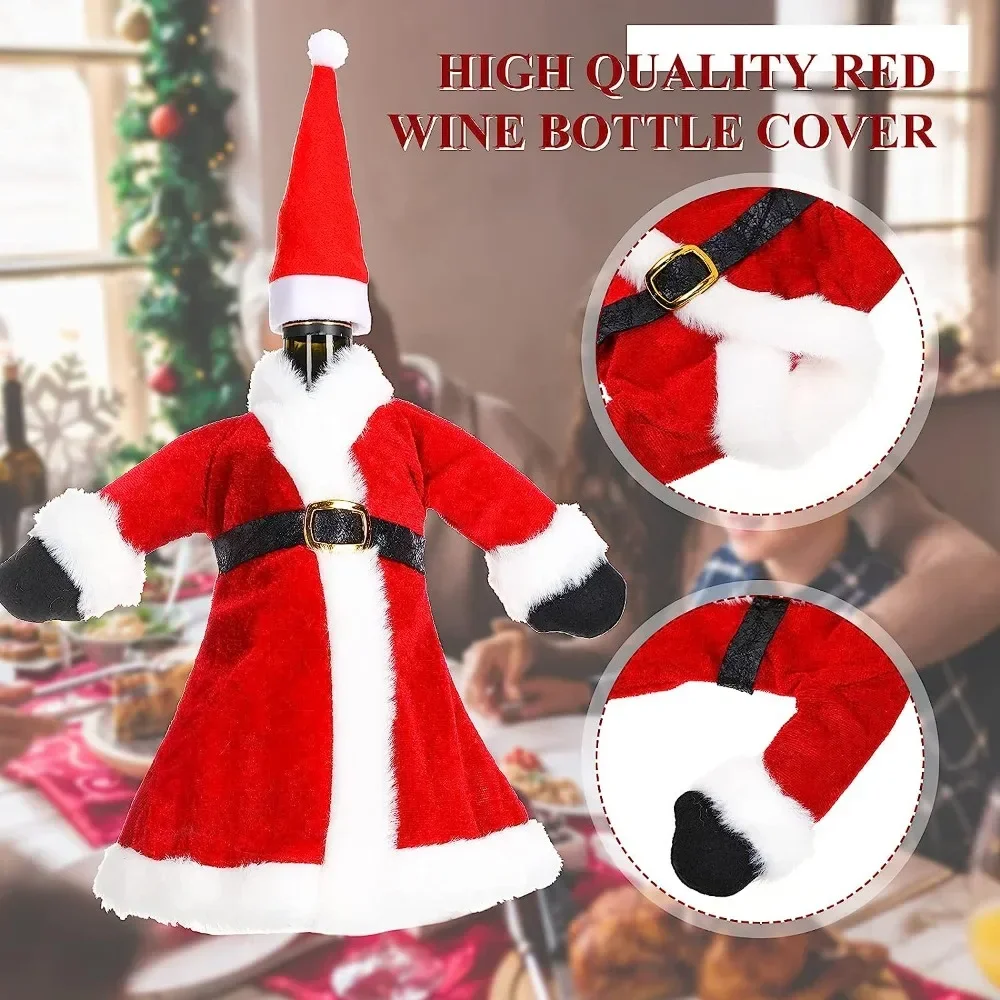 wine bottle cover burlap wine bags Velvet Wine Bottle Cover Red Dress Clothes Christmas Bags Xmas New Year Party Dinner Table Decoration Gift