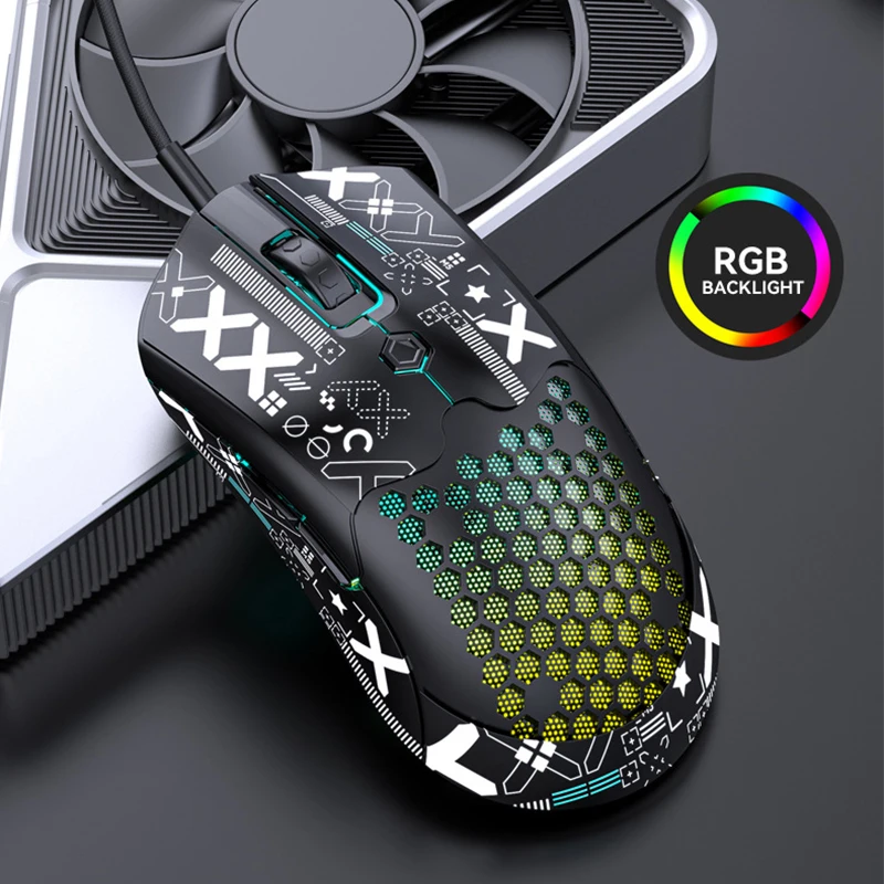 Проводная игровая мышь M5, легкая, 7 клавиш, программирование макросов, RGB подсветка, 12000DPI, PAW3325, игровой чип, IPS, быстрая мышь