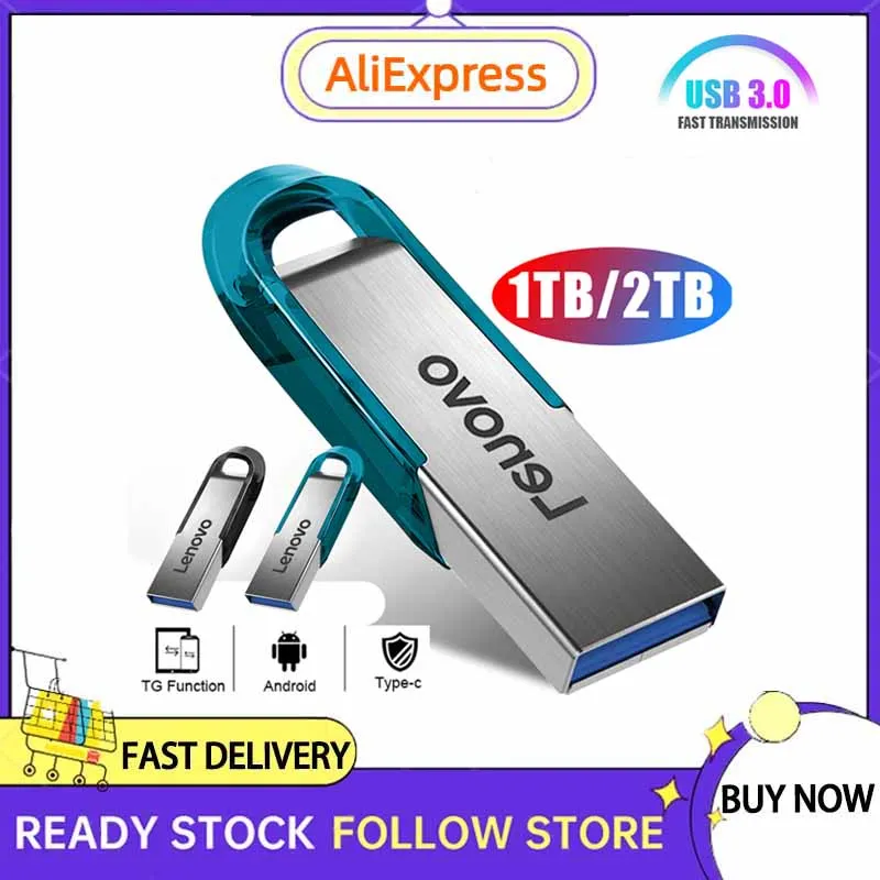 Lenovo 2Tb Pen Drive In Metallo 1Tb Usb 3.0 Flash Drive 128Gb 256Gb 512Gb U Disk Key Pendrive 512Gb Memory Usb Sticks Logo Laser Gratuito