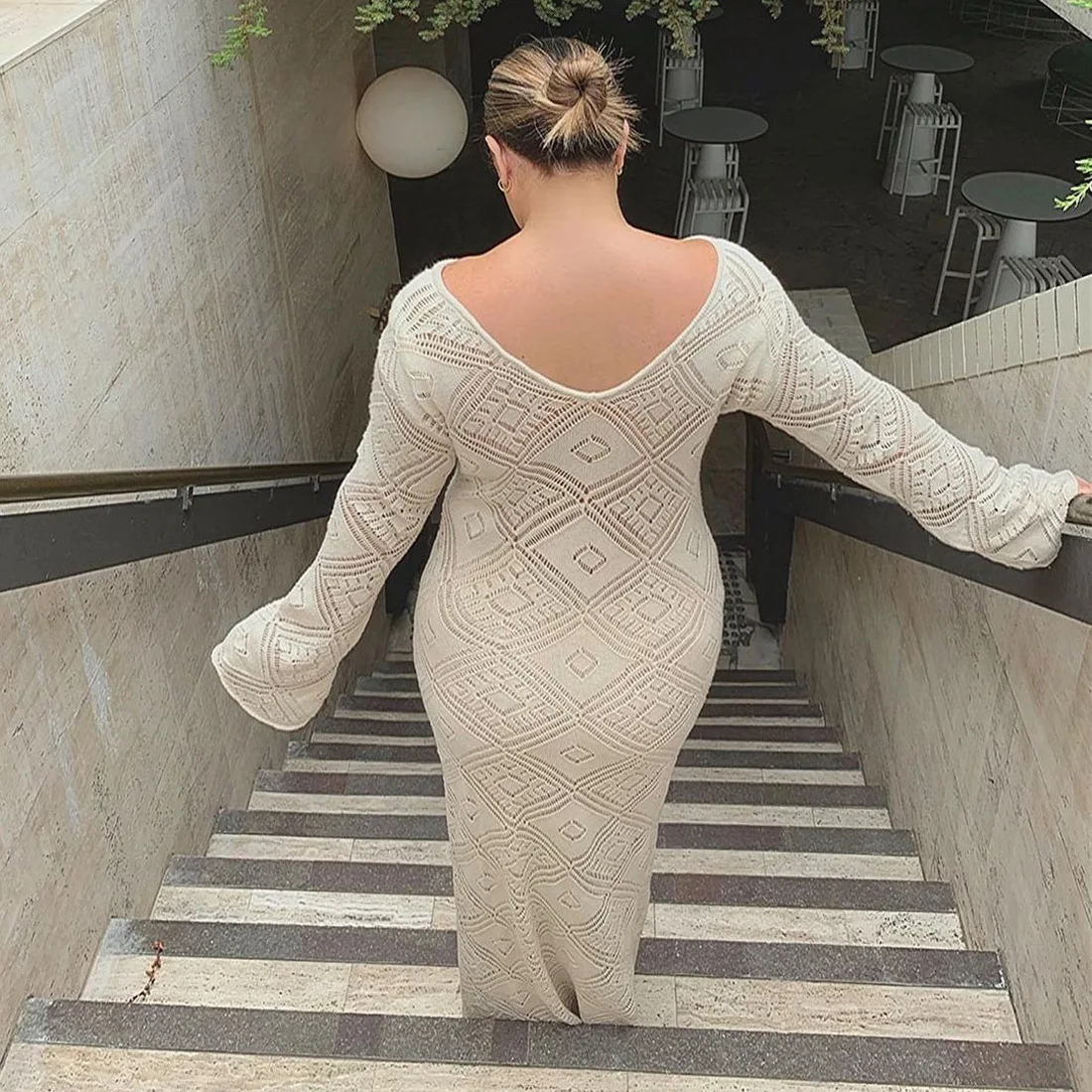 See-Through Loose Dress Flared Sleeve For Women Backless Hollow Out Holiday Beach Outfits V-Neck Pullover Maxi Dress 2025 20 See-Through Loose Dress Flared Sleeve For Women Backless Hollow Out Holiday Beach Outfits V-Neck Pullover Maxi Dress 2025