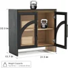 2PCS Sideboards with, Glass Door, Adjustable Shelf, Modern Accent Cabinet, Modern Accent Storage Cabinet, Arched Sideboards 2