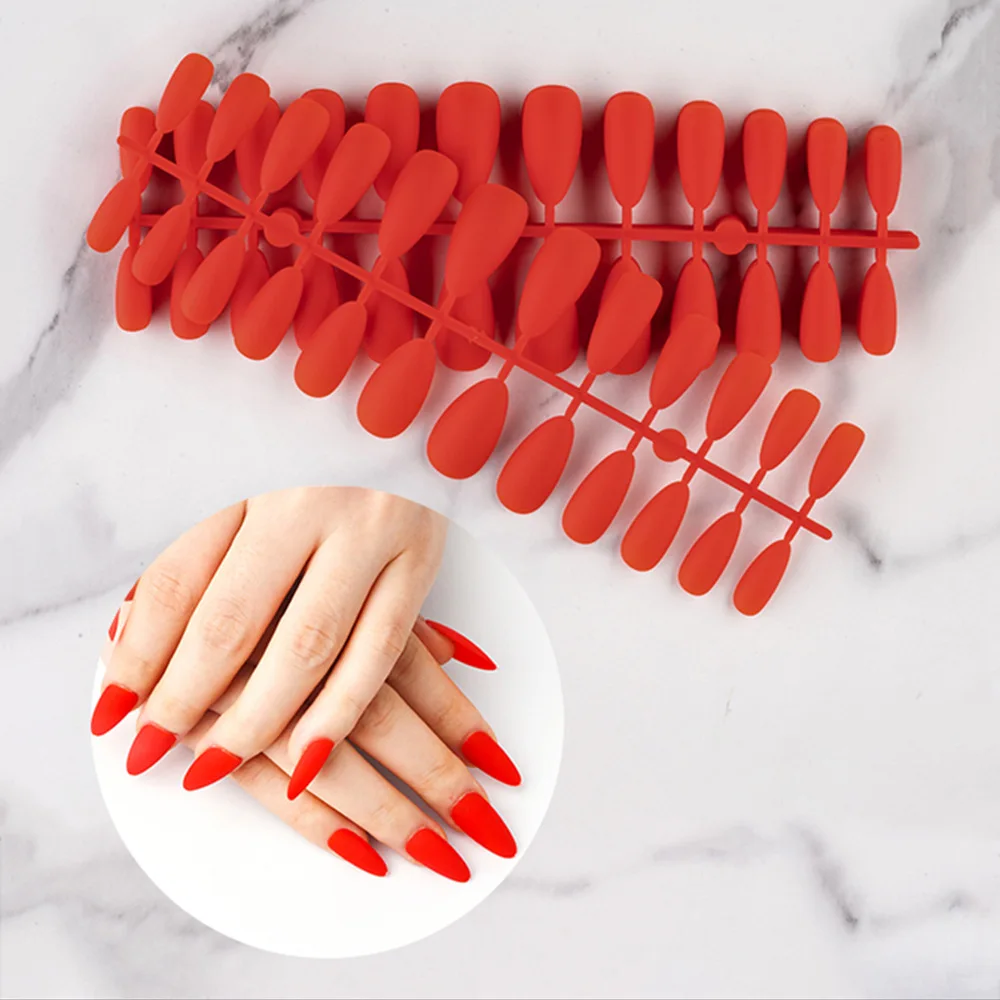 

5Sets Short Colorful Matte Water Drop False Nails Coffin Full Cover Fake Nails Press On Nail Tips Manicure Decor Solid Color