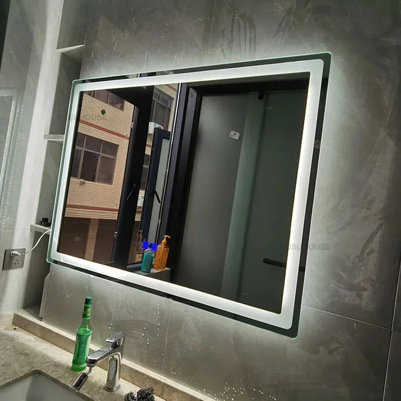 Description Picture 4 of itemLight Luxury Smart Bathroom Mirrors Toilet Touch Screen Bathroom Mirror with Light Minimalist Wall-mounted Bath Mirrors for Home
