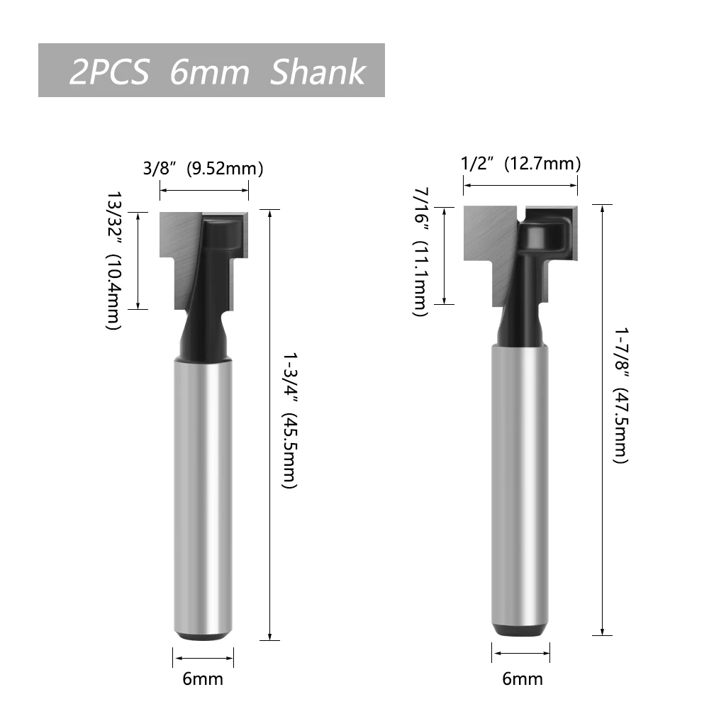 LAVIE 6mm 1/4 Schaft Schwarz Schlüsselloch Bit T-Slot Cutter Router Bit Holz Fräser Für Holz Werkzeuge planfräser Ende Mühle C06 – Detail 5