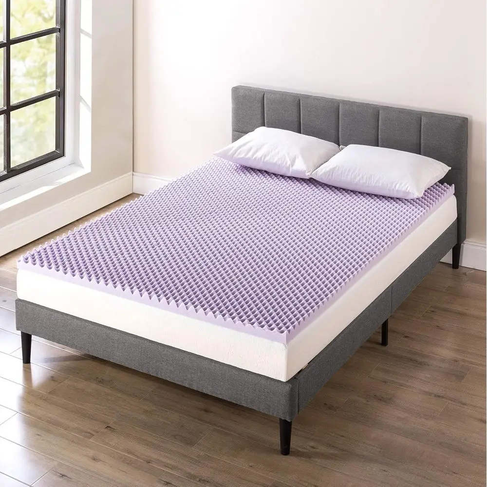 2 Twin Size Egg Crate Foam Mattress Topper with Lavender, Certi-Pur Certified, Dorm-Friendly