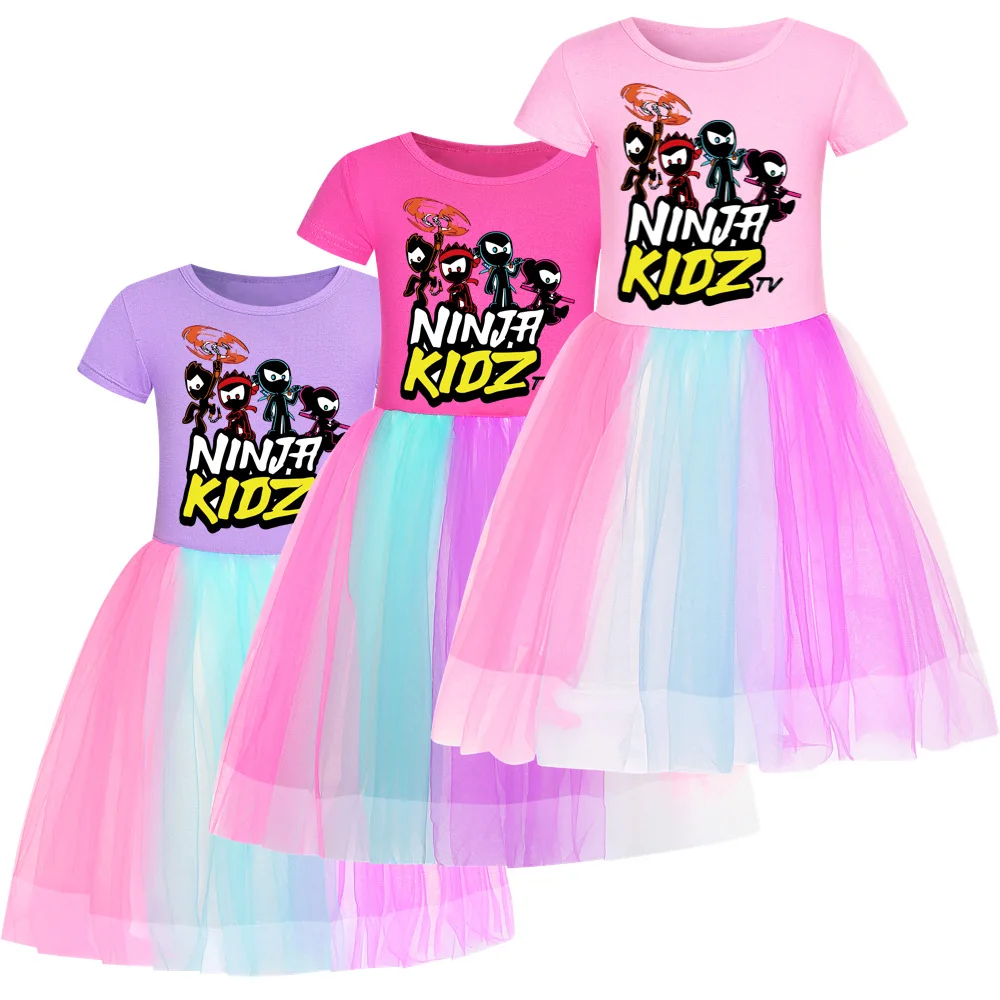 

Kids Dress for Girls Short Sleeve Cartoon Birthday Party Princess Dresses NINJA KIDZ Children Clothing Summer Kids Girls Dres