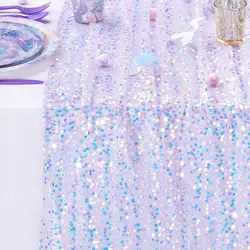 Iridescent Glitter Sequin Table Runner - Elegant Decor for Celebrations and Gatherings (Purple)
