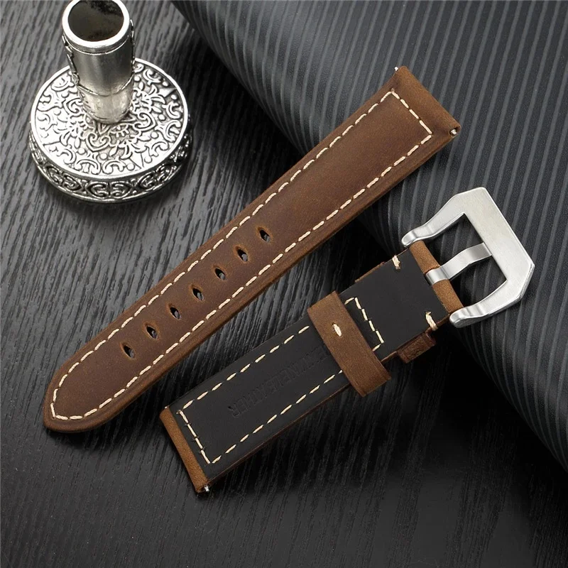 Timeless Frosted Genuine Leather Watch Strap - 20mm/22mm, Classic Fit