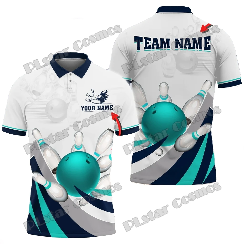 Bowling Ball und Pins Legend Returns Mehrfarbig Benutzerdefinierter Name 3D-gedrucktes Herren-Poloshirt Sommer Unisex Casual Poloshirt WK221 – Detail 17