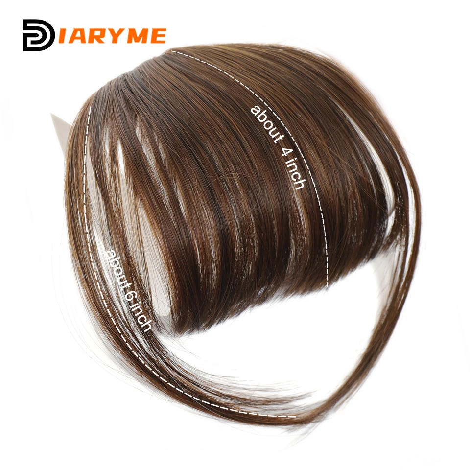 Straight Clip In Fringe bangs Synthetic Fiber Light Brown Black Air bangs Hair Extension Natural Hair Bangs For Women False Bang hair extensions hair bangs