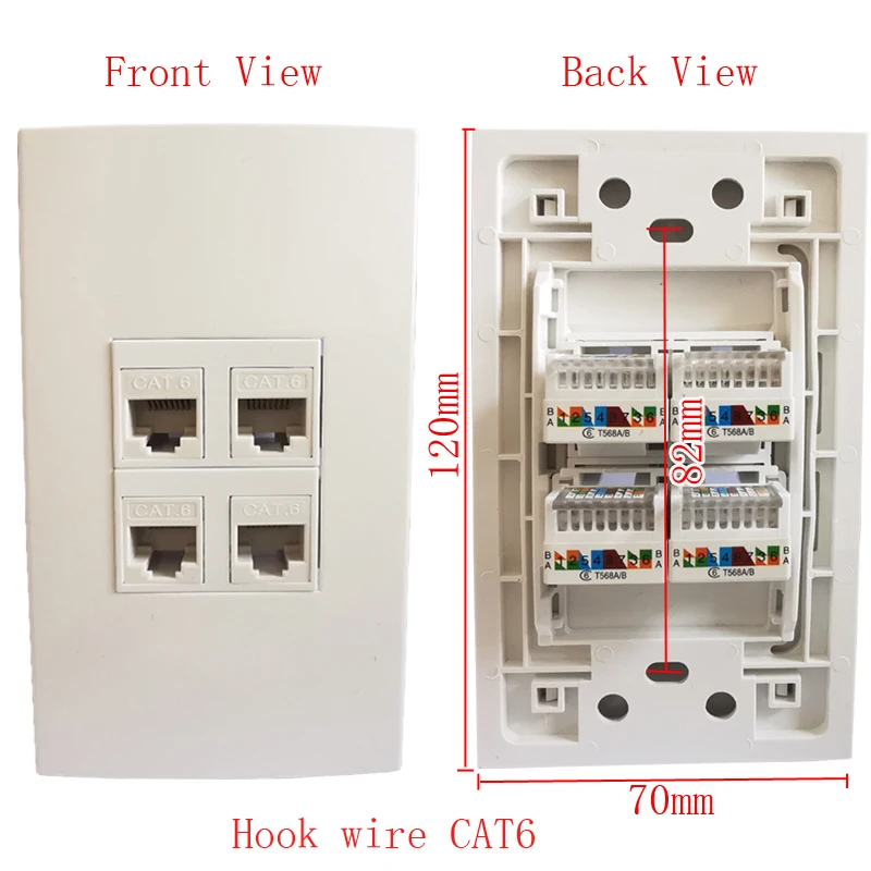 FACEPLATE LAN Ethernet per montaggio a parete CAT5E 4 Way Rete d’informazione OUTLET KIT moduli 