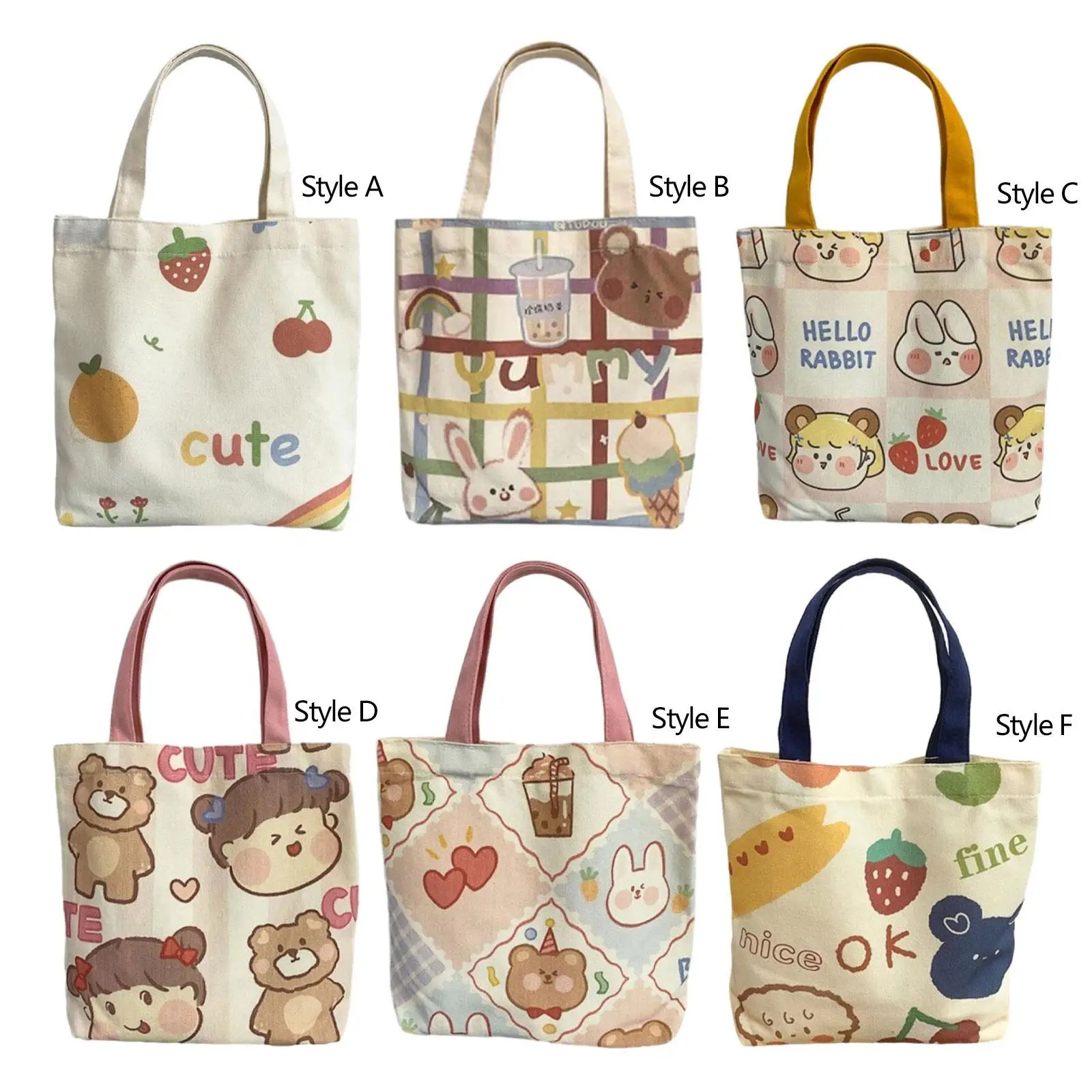 

Canvas Bag Cute Sturdy Fashionable Lightweight Top Handle for Women Reusable Multipurpose Shopping Bag Shoulder Bag Grocery Bag
