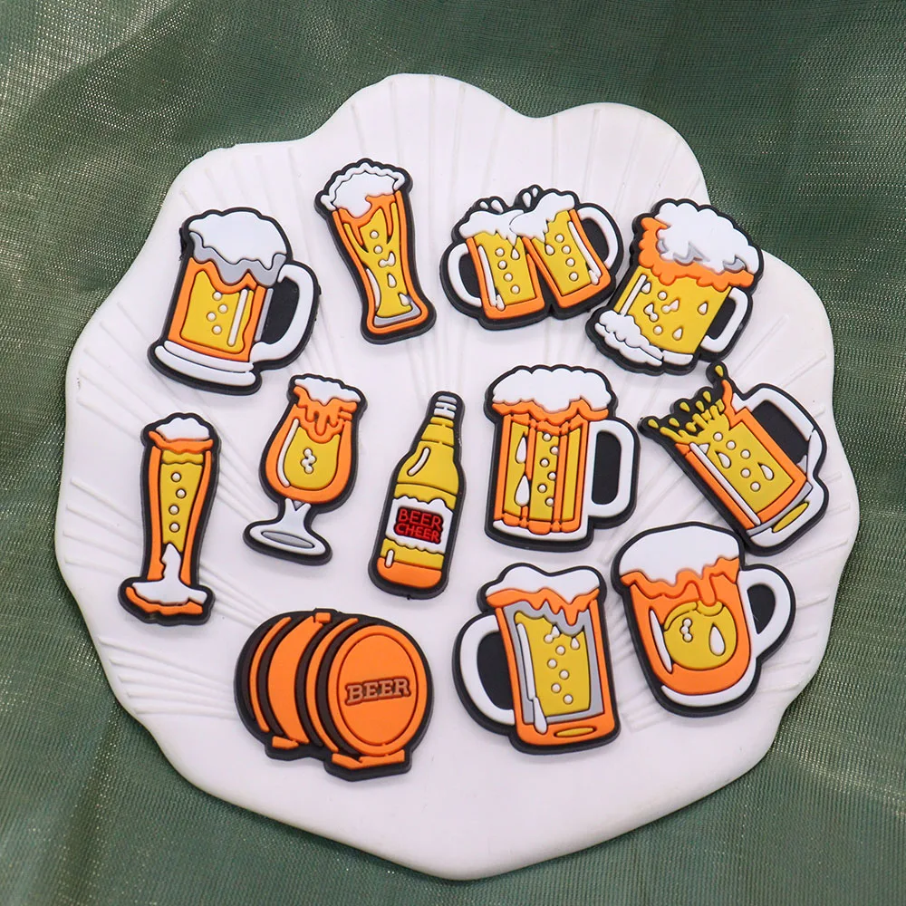 

Mix 50Pcs PVC Croc Charms Drinks Beer Cheer Garden Shoes Button Decorations Hole Slipper Ornaments Sandals Shoes Accessories