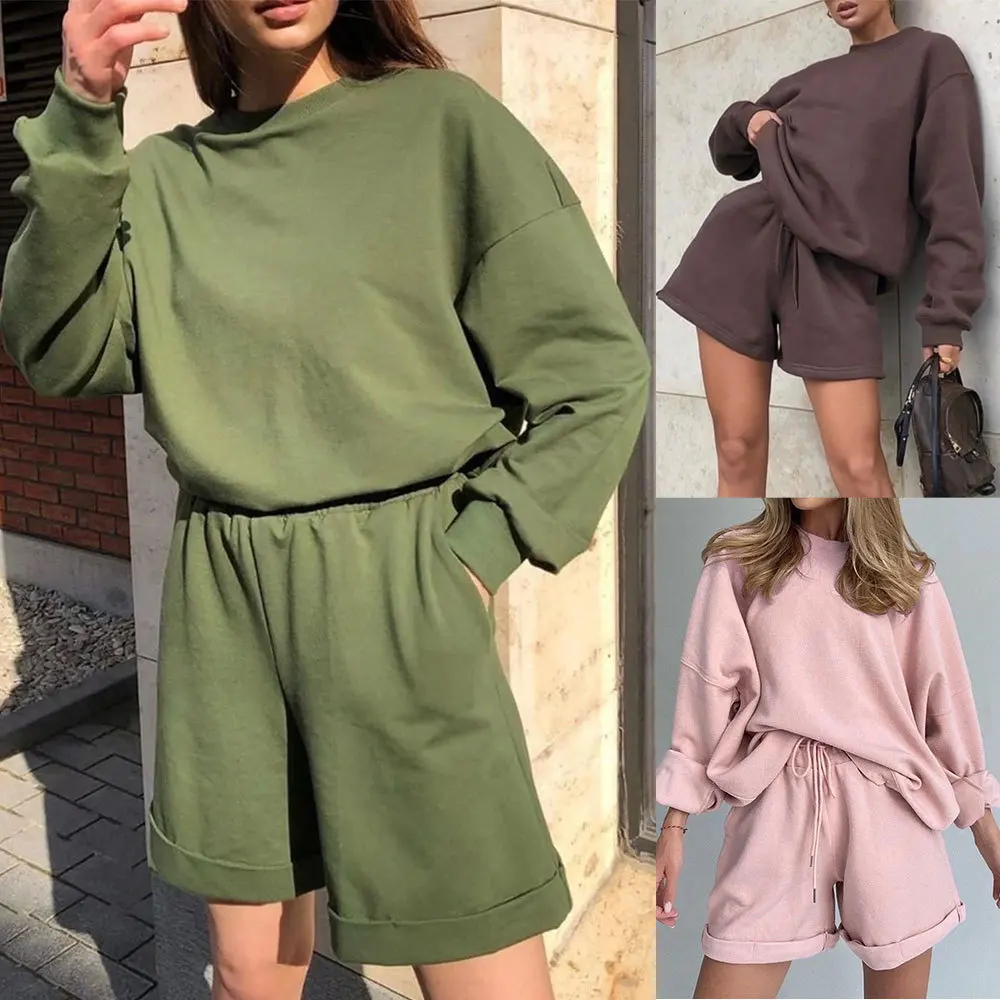 

Женский спортивный костюм из 2-х предметов, свитшот на молнии и шорты для бега Y2K, весна-осень