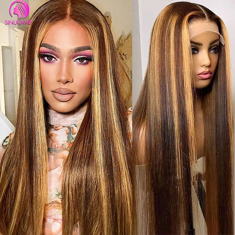 

Honey Blonde 4/27 Colored Lace Front Human Hair Wigs 30 32 Inch Straight 13x6 Lace Frontal Wig Brazilian Hair For Women Wig