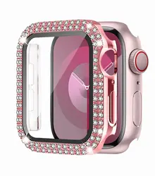 Elegant Diamond Bling Bumper Protector Cover - 41mm series 7 8 9 (Rose pink)