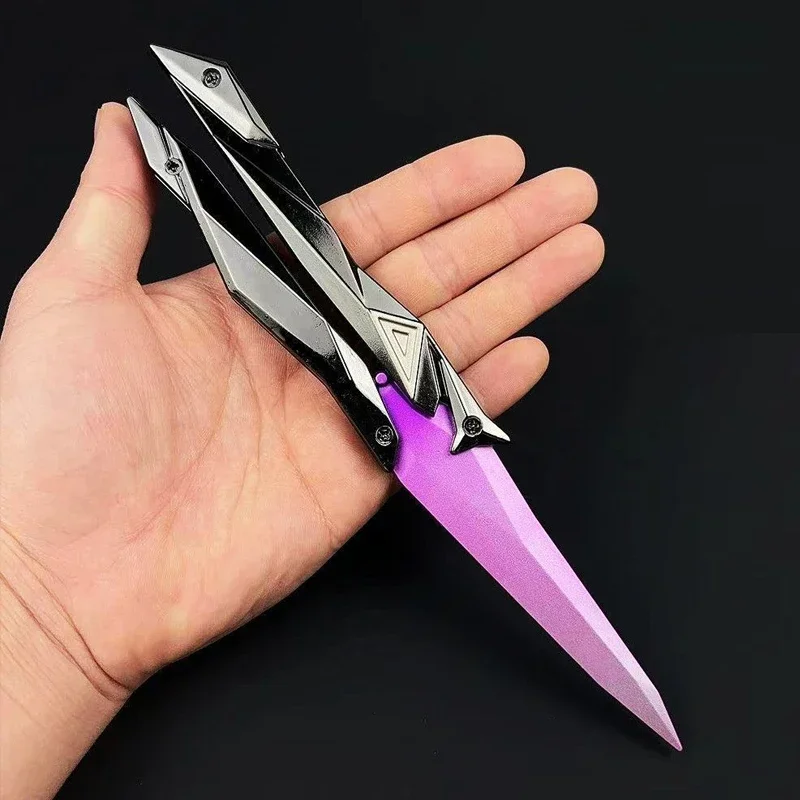 Tactical Shooter Foldable Butterfly Blade - 3D Engraved Collectible Toy Portable Melee Gear for Cosplay/Gaming Accessories Gifts