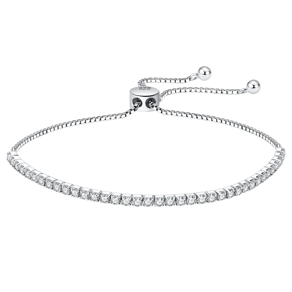 Buy Dainty Tennis Sterling Silver Pull Chain Bracelet by Mannash™ Jewellery